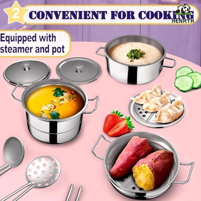 Ready55pcs Mini Kitchen Real Memasak Set Dapur Teka -teki Set Hadiah Ulang Tahun Anak Kotak Mainan T