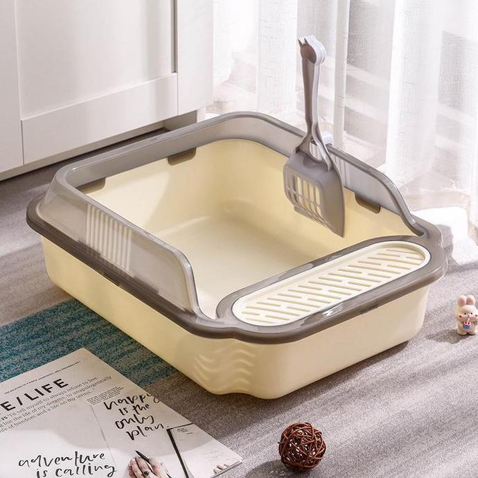 Cat Litter Box Tempat Pup Kucing Bak Pasir Kucing Toilet Kucing Free Sekop Terbuat dari Material Pla
