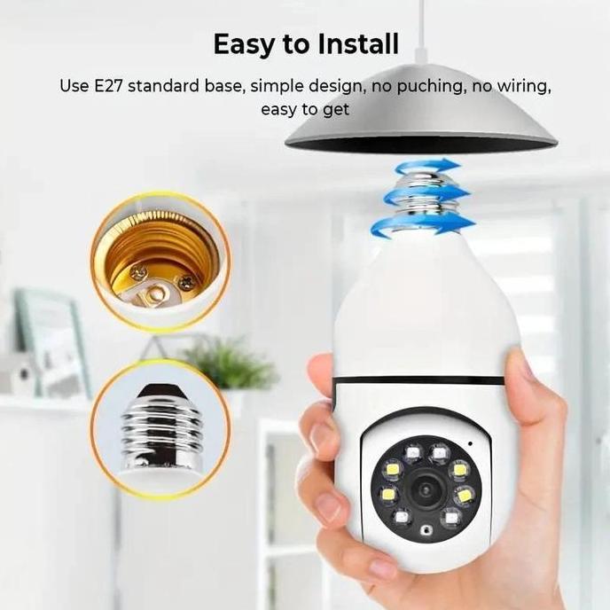 Turismen90 - V360 Pro CCTV Lampu 360 Derajat 4K PTZ WiFi Smart Camera 3MP Full HD Koneksi Wi-Fi Dete