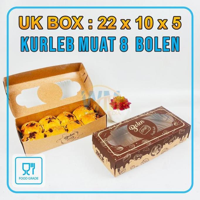 Cottura- (Isi 50Pcs) Dus Bolen 24X10X5, Dus Bolen Pisang 24X12X5, Box Roti Cake, Food Grade Laminasi