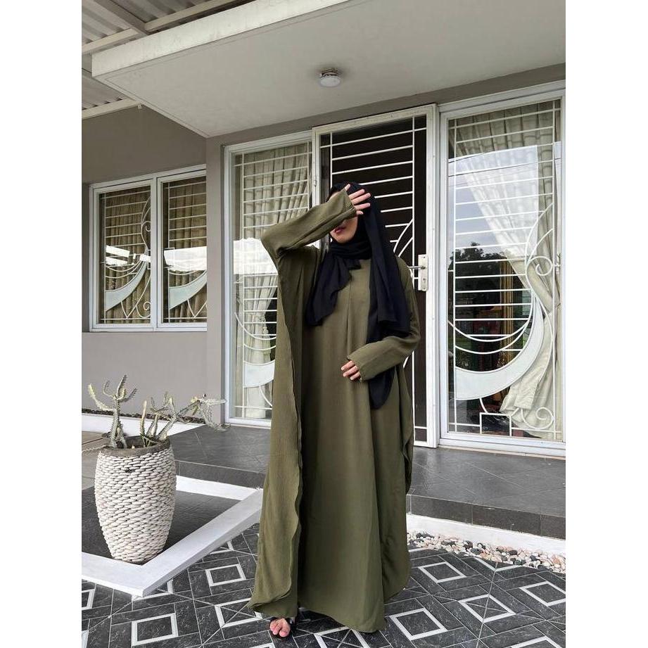 Kaftan Abaya polos bahan crincle premium