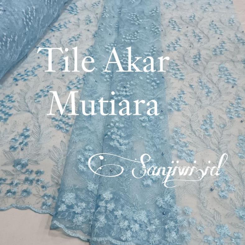 PROMO  kain Tile akar Mutiara gliter/ Bahan brokat gliter mutiara/ Motif Random