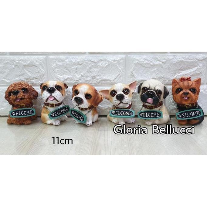 patung pajangan anjing red toy poodle miniatur pudel doggy