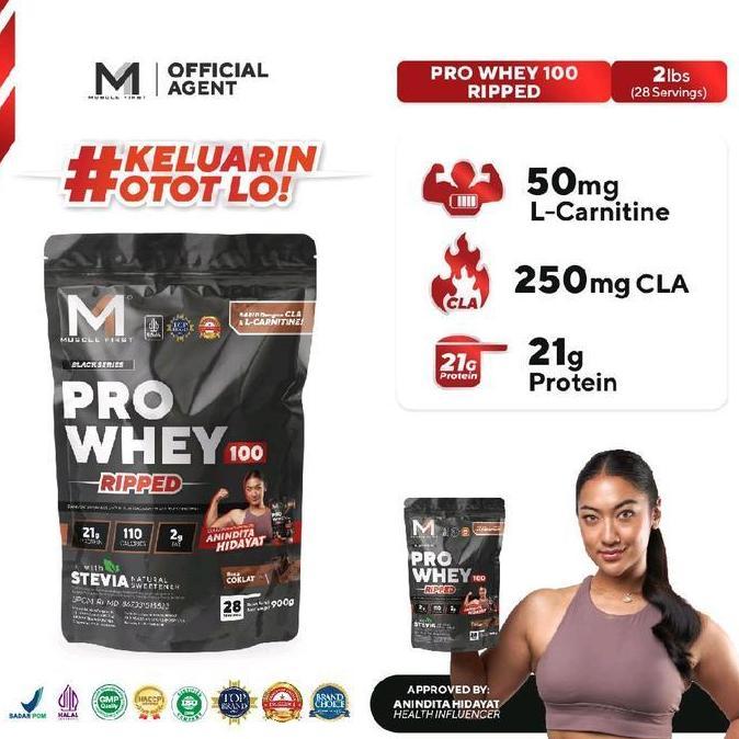 M1 Musclefirst Pro Whey 100 Ripped 2 Lbs 900 Gram Whey Protein + Cla & L Carnitine