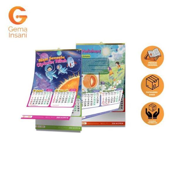 Gema Insani Kalender Dinding Anak Muslim 2026 Tema Alam Semesta