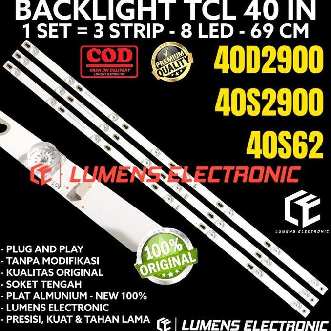 TERMURAH - BACKLIGHT TV LED TCL 40 INC 40D2900 40S2900 40S62 40S LAMPU BL 8K 6V 8LED 8 KANCING LAMPU