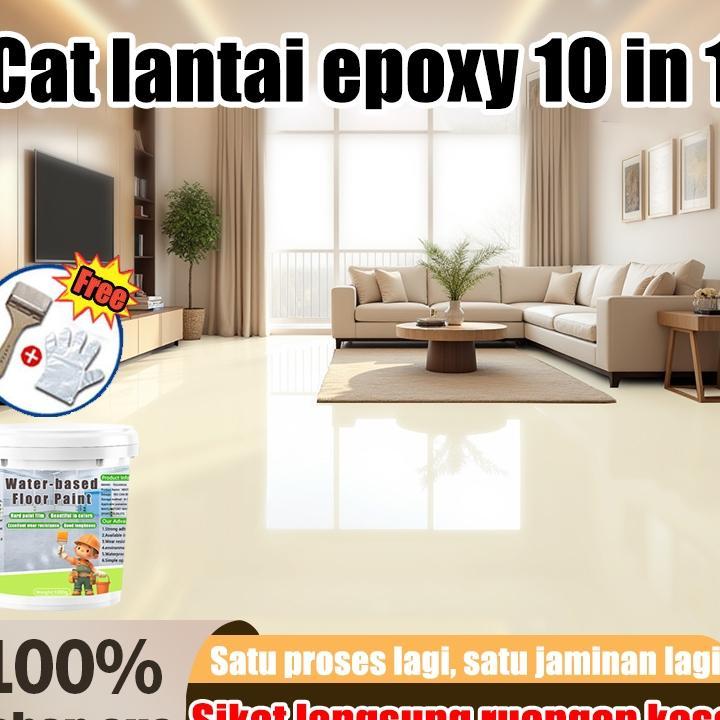 Garansi Tiga TahunCat Epoxy Lantai 10 Dalam 1 Cat Lantai Cocok Untuk Rumah, Pabrik,Garasi Cepat Keri