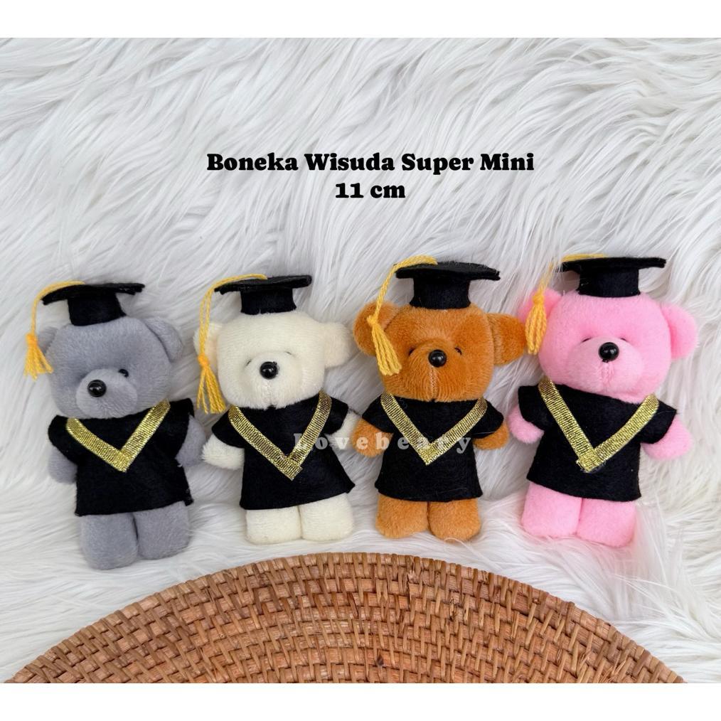ORIGINAL Boneka Wisuda Teddy Bear Super Mini 11 Cm Bahan Lembut