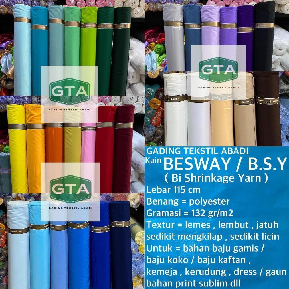 ( per setengah meter ) bahan gamis meteran kain BESWAY BSY TEBAL POLYESTER premium lebar 115 cm mete