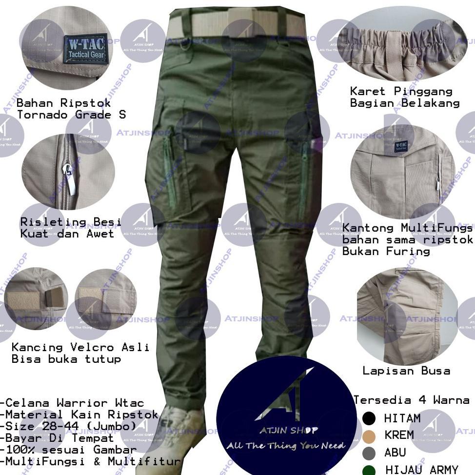 HOT PRODUCT Atjin-Celana Tactical Panjang Pendek W-Tac Force Pria Grade Militer Original Size 28-44