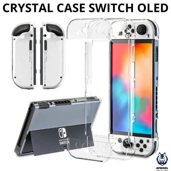 CRYSTAL CASE MIKA NINTENDO SWITCH OLED HARD COVER CASING TRANSPARANT BENING PUTIH PROTECTOR PROTECTI