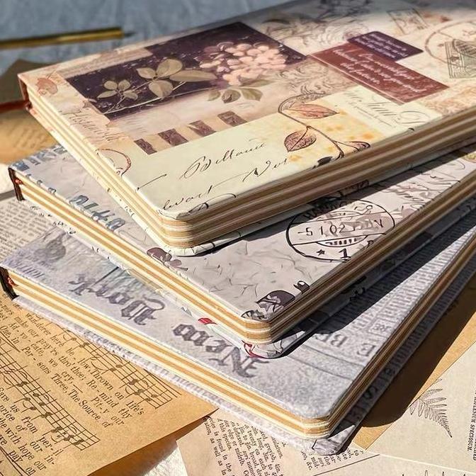 Bayugetroas - Notebook Aesthetic Retro Buku Diary Aesthetic Hardcover Buku Tulis Sekolah Buku Catata