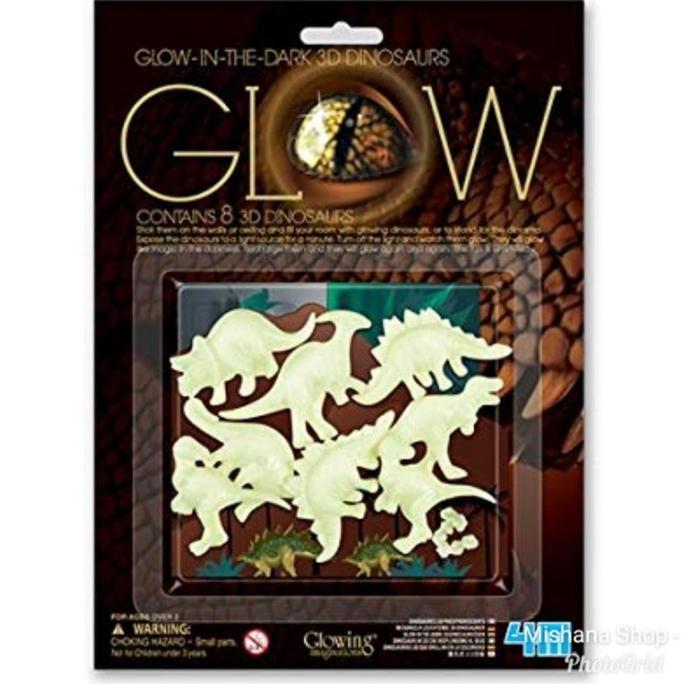 4M Sticker Glow In The Dark 3D Dinosaurus Stiker Dinding Rumah