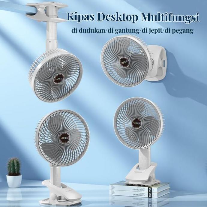 BOUNCEZZ - P PLUS KIPAS DESKTOP KECIL/DESKTOP FAN MULTIFUNCTION/KIPAS ANGIN MINI PORTABLE/KIPAS ANGI