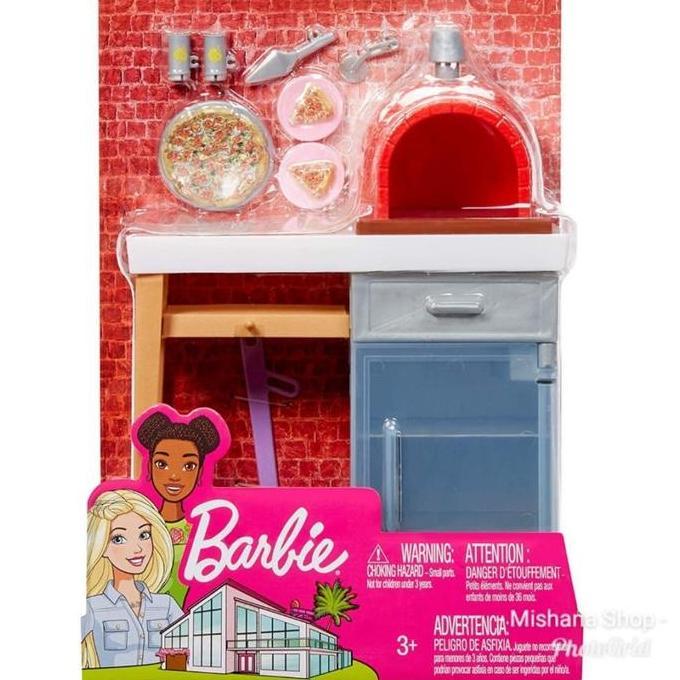 Furniture Boneka Barbie Mattel Brick Oven Pizza Outdoor Playset