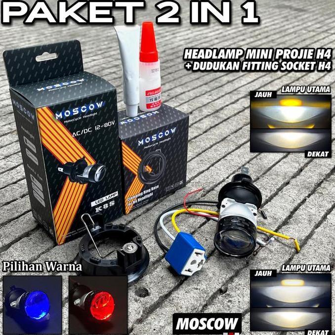Lampu Utama LED Laser Kipas H4 Projector Putih Kuning AC DC 12 - 80 VOLT Led H4 Mobil Motor mini Pro