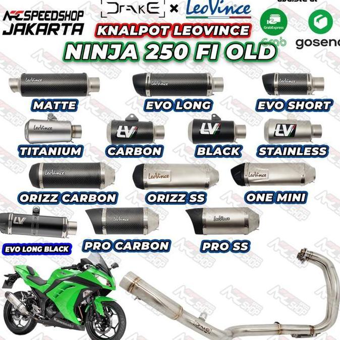 KNALPOT HEADER R9 Drake KAWASAKI NINJA 250FI + SILENCER LEOVINCE
