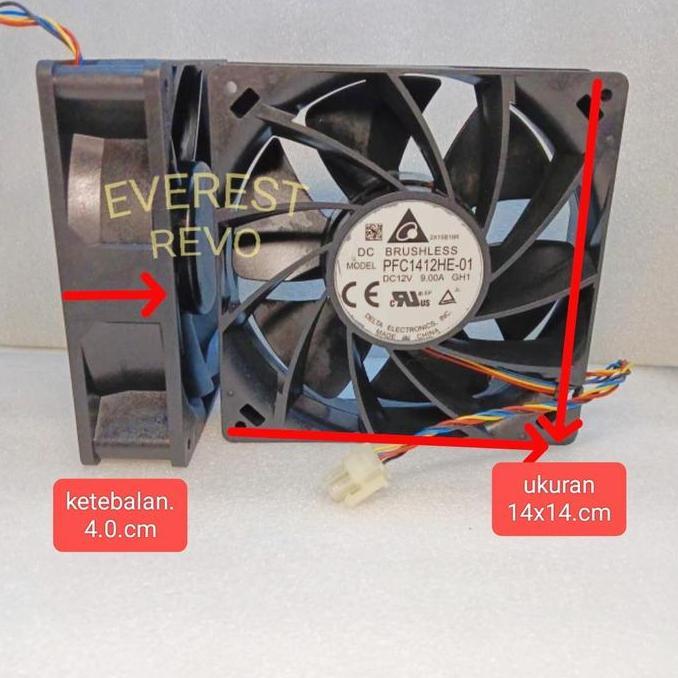 Fan Dc 14X14 Cm 12V/ Kipas Dc 12 Vol 14 X 14 Cm 9.0 Amp Diskon
