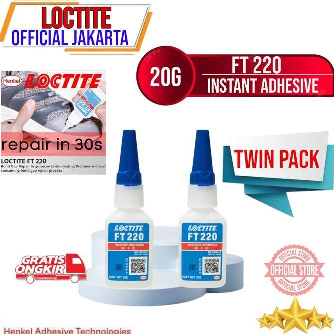 amoeemir- LOCTITE FT220 FT 220 Lem Sepatu Loctite FT-220 Instant Adhesive 20g Lem Super Kuat TWIN PA