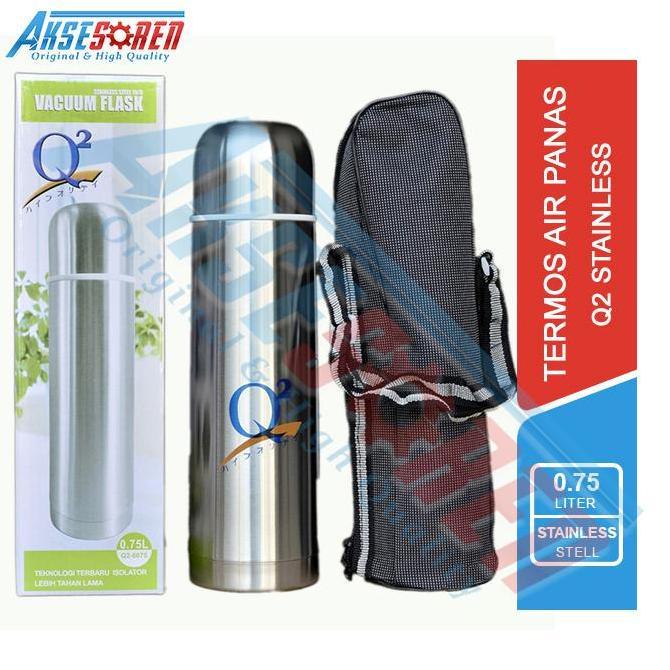 Termos Air Panas Q2 Stainless Stell [500 mL/750 mL/1000 mL] / Teremos Mini 0.5 L / Tremos 1 Liter St