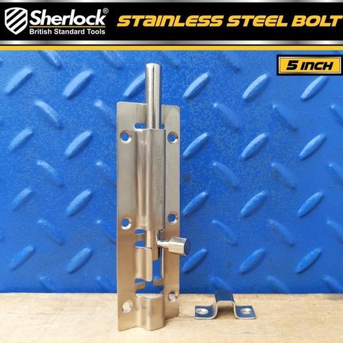 Grendel Slot Kunci Pintu 5 Inch Sherlock Stainless Steel Design Simple Classic