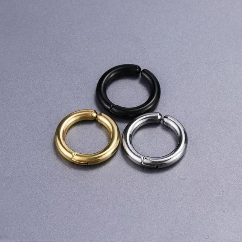SUPER DEAL Anting Jepit / Fake Piercing Model Hoop/Anting Tanpa Tindik ( A. Jepit Hoop)
