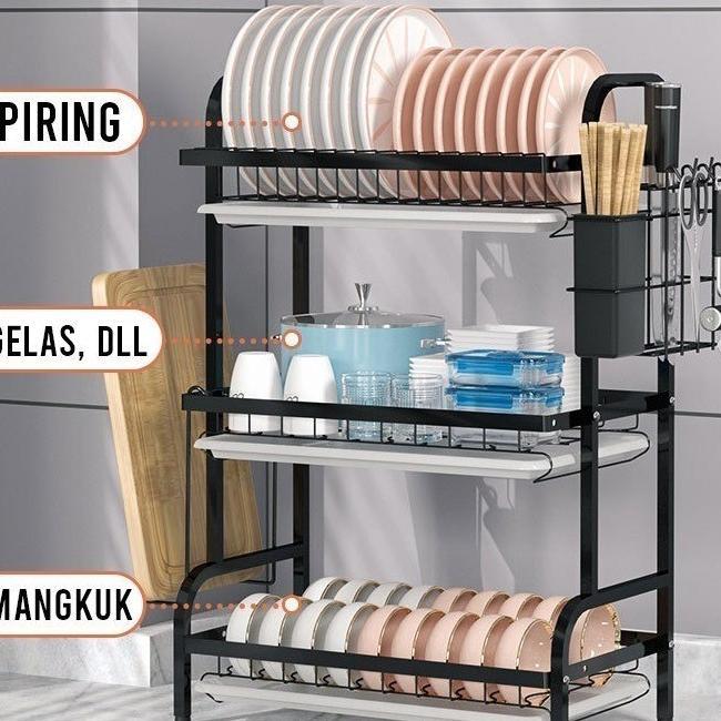Shenar Rak Piring 3 Layer Narita Dish Drainer 3 Layer Rak Wastafel Anti Karat