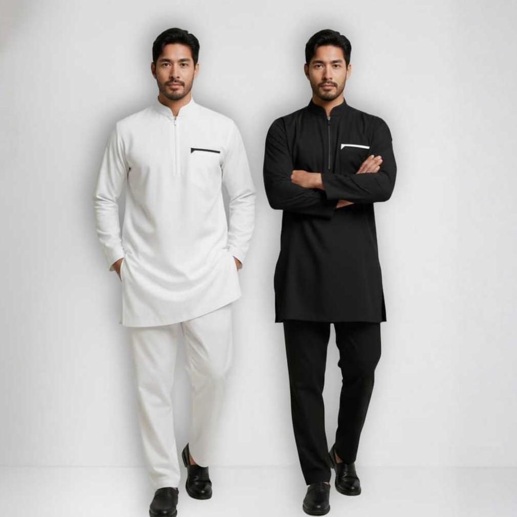 best sale setelan koko kurta pria celana sirwal premium - baju koko pakistan lengan panjang zipper -