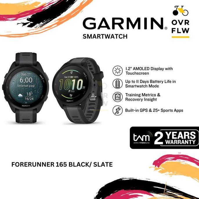 JAM TANGAN GARMIN WATCH Forerunner 165 ID/VN BLACK/SLATE