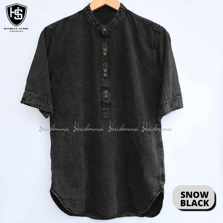 KUALITAS SUPER (JUMBO M-L-XL-XXL-XXXL)Baju Atasan Koko Kurta Jeans Pria Dewasa Jumbo BigSize/Baju Ko