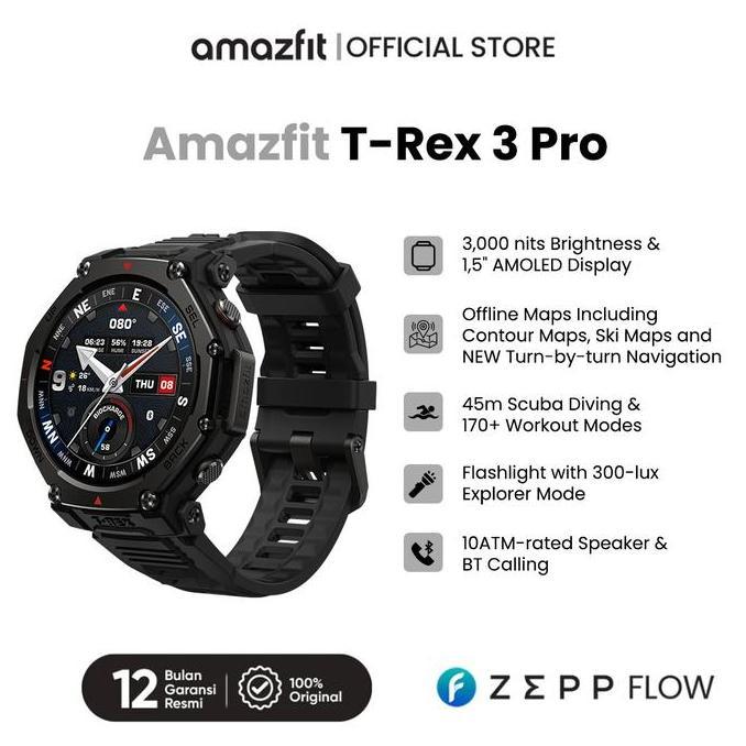 GGD CELL Exclusive KOLAmazfit T Rex 3 Pro 48mm Smartwatch Outdoor GPS AMOLED Sapphire Glass 25 Days 