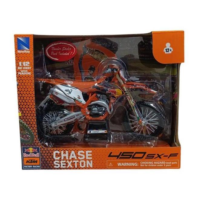 NewRay 58473 Red Bull KTM Motorcycle 450SX-F Chase Sexton #4 1/12 Scale miniatur Sepeda Motor Diecas