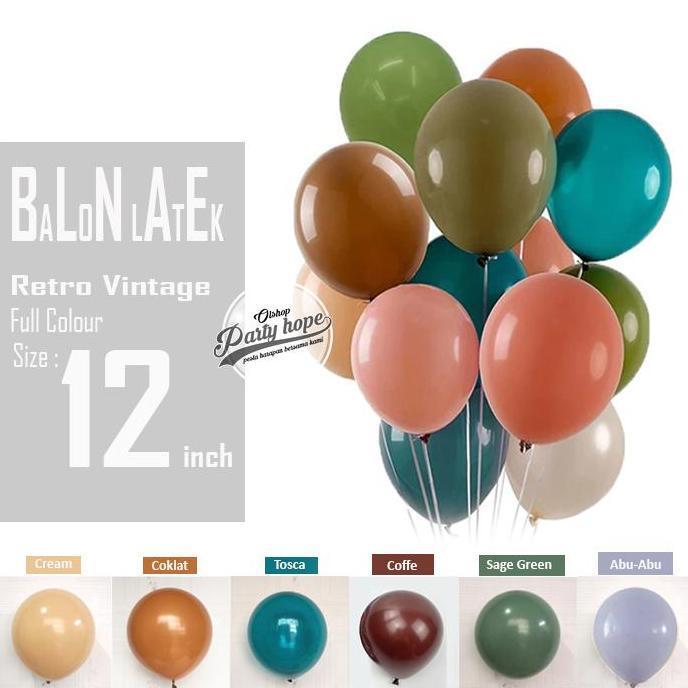 NUIFARM - BALON LATEX RETRO ISI 100 / BALON LATEX RETRO VINTAGE 100/ BALON DEKOR