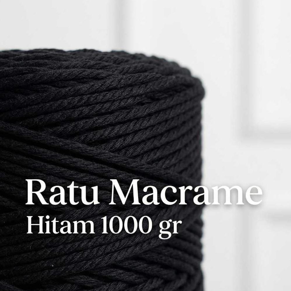 Tali Katun Macrame Warna ABU & HITAM 2MM 3MM 4MM 500GR & 1KG 3PLY Dengan Tekstur Halus dan Kuat