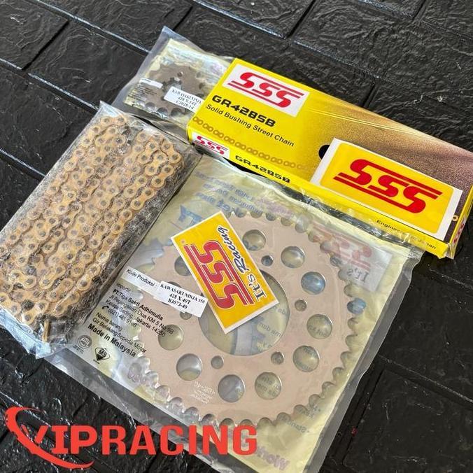 Gir Gear Set SSS 428 Kawasaki NinjaR, NinjaRR, Ninja SS, RR Old, Ninja 150 Plus Rantai SB Triple S O