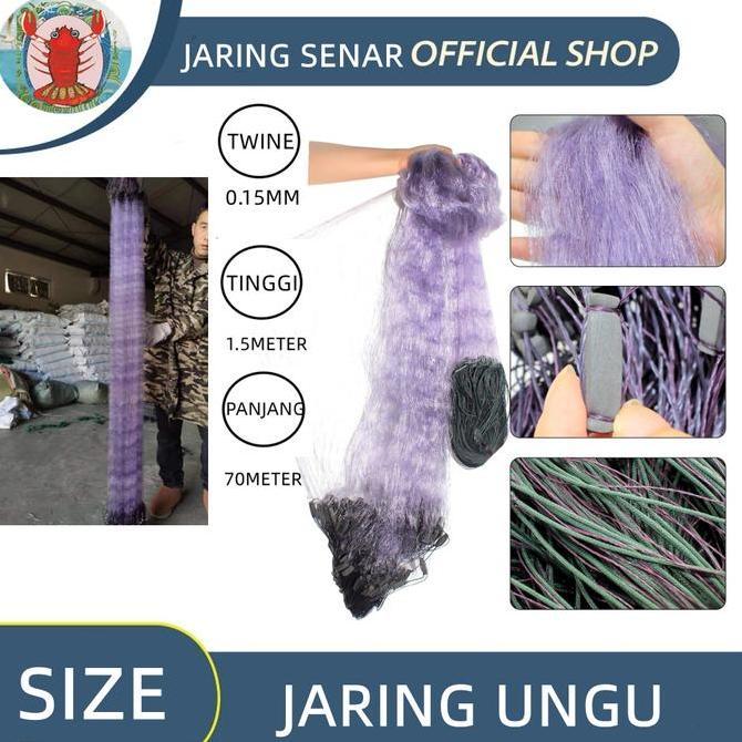 Termurah Jaring Ikan Ungu Siap Pakai Panjang 60 Meter Tinggi 150Cm Lengkap Ukuran Jig
