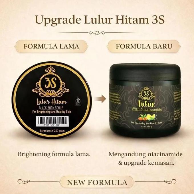 New Formula Lulur Hitam S3 Pemutih Badan permanen Ori 100% BPOM viral di tiktok