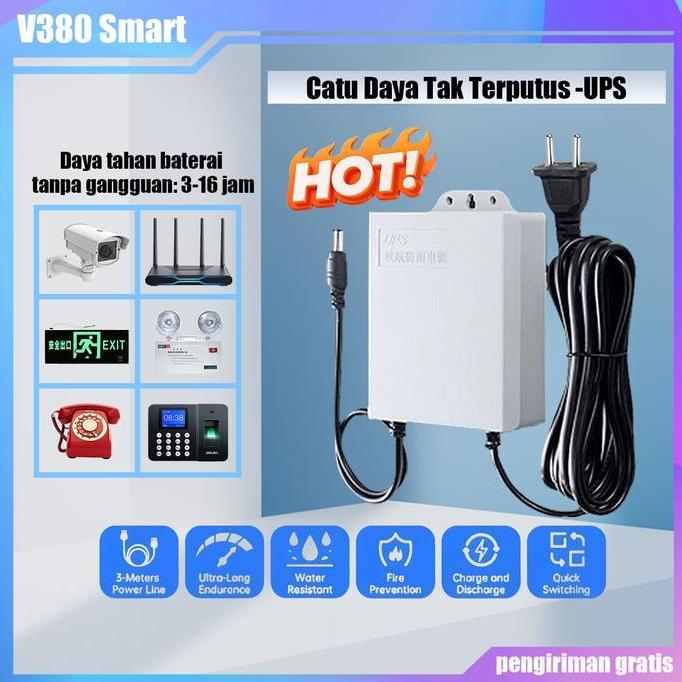 V380 Smart UPS 12V 1.5A Uninterruptible Power Supply Mini UPS Baterai Cadangan untuk WiFi Router Mod