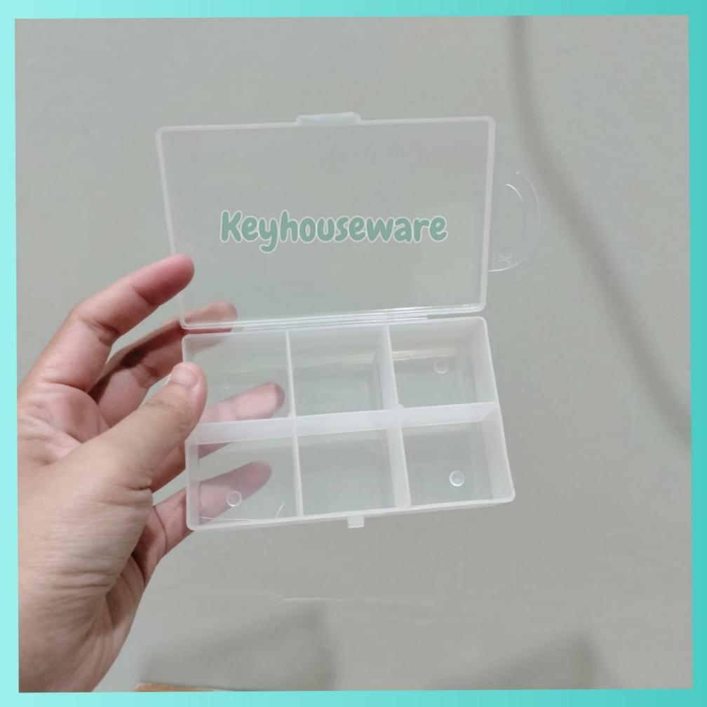 hot deals kotak plastik 6 sekat mini / kotak obat / kotak manik manik