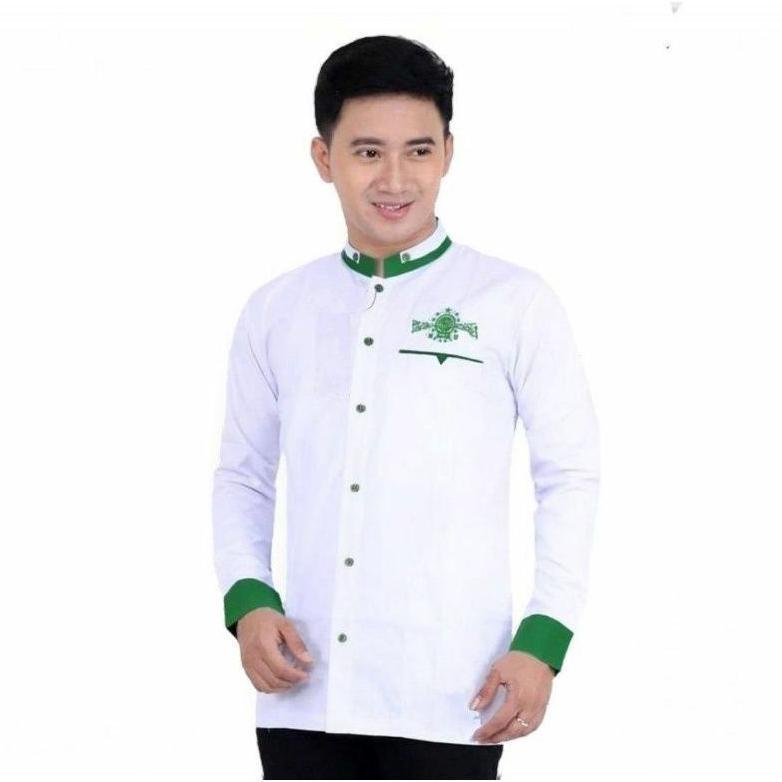 official kemeja koko nu dewasa lengan panjang putih bahan toyobo seragam hadroh|syubbanul muslimin