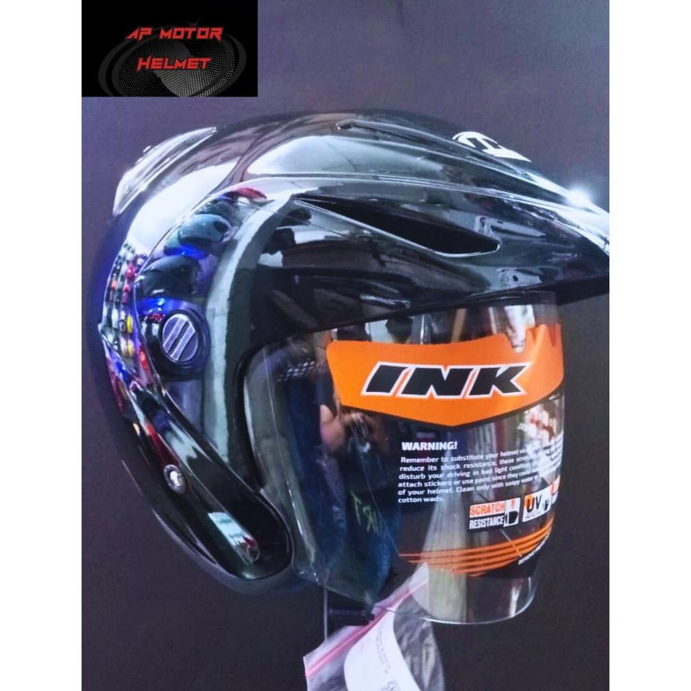 HELM INK CX 22 SPORT B SOLID BLACK /INK TOPI HITAM/HALF FACE