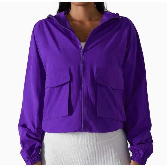 MURAH LEBAY Jaket Crinkle Crop Wanita Trendy Jaket Parasut Wanita Koea Style Melindungi dari Sinar U