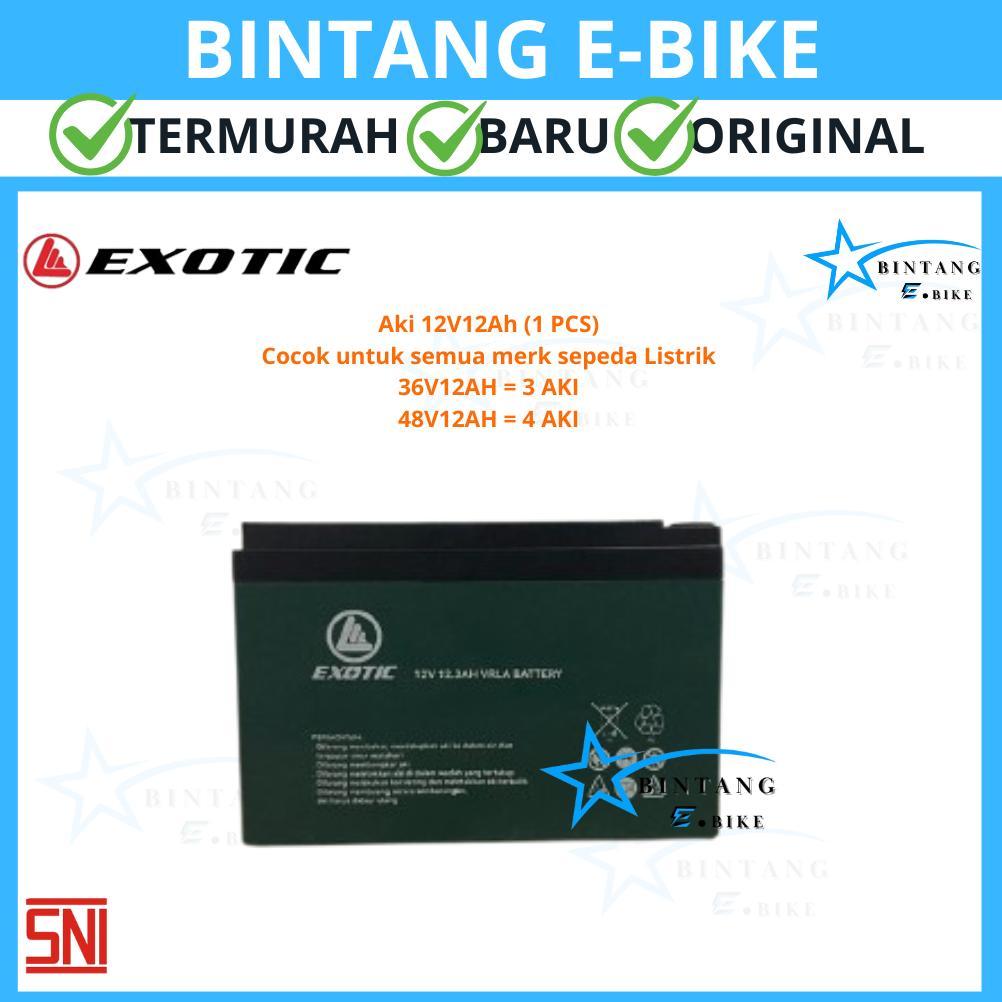 Exotic Aki Sepeda Listrik Exotic / Pacific 12V12Ah / 48V12Ah 1pcs / Set Aki sparepart