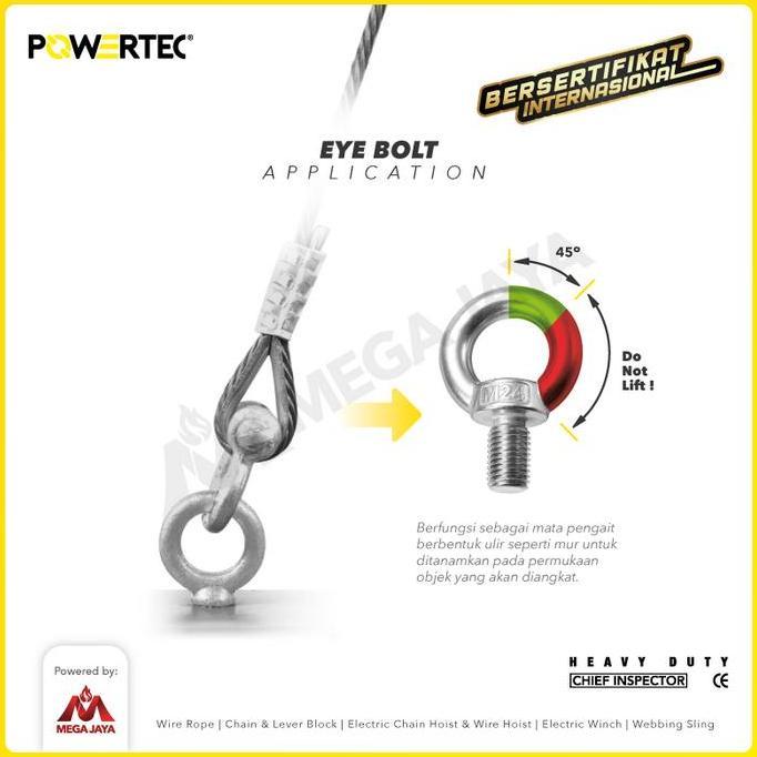 POWERTEC Eye Bolt / Mata Baut Galvanized M24