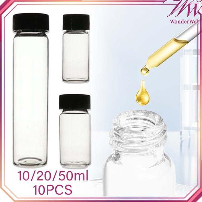 Baru- 10/20/50Ml Botol Kaca Tutup Ulir 10Pcs Botol Kaca Mini Botol Kaca Kecil Universal Botol Sample