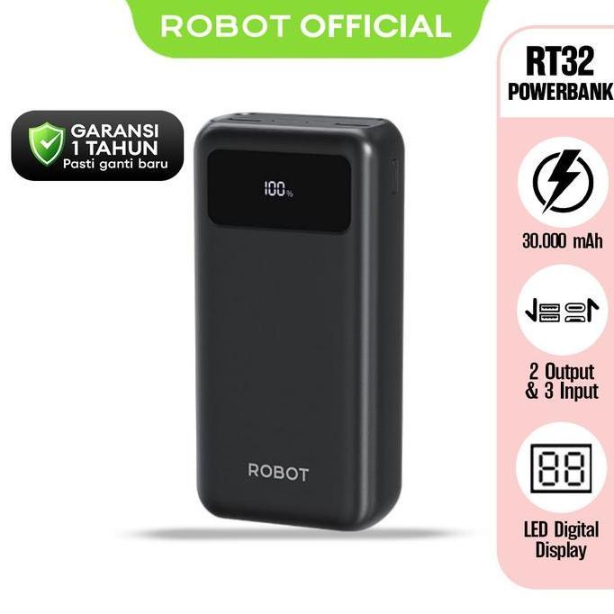 PowerBank ROBOT 30000mah RT32 Quick Charging Powerbank Garansi 1 tahun  [BISA COD]