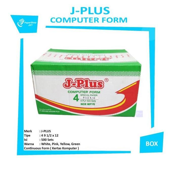 J-PLUS - Continous Form 4 Ply 9 1/2 x 12 NCR Kertas Komputer - Box