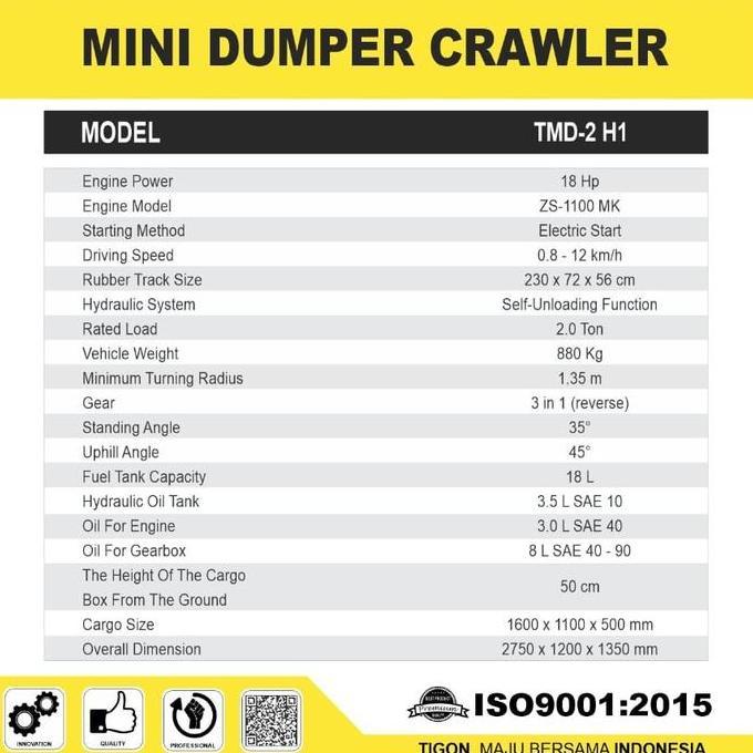 Mini Dumper Tigon 2 Ton Alat Angkut Sawit 2 Ton Harga