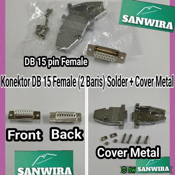 KONEKTOR DB 15 FEMALE 2 BARIS COVER METAL / DB15 FEMALE RESTOCK