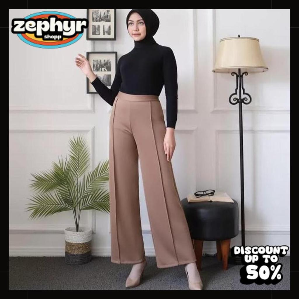 Bisa Cod Kulot Scuba Cubit Jumbo Premium / Kulot Highwaist Putih Tulang / Kulot Scuba Cubit